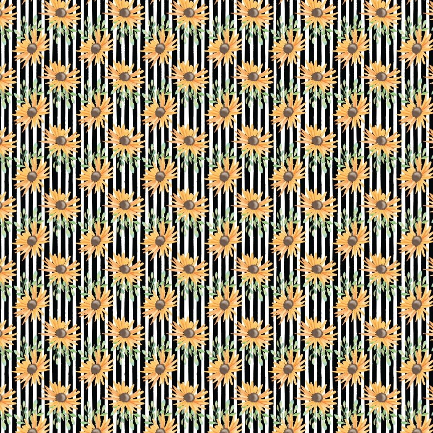 Black & White Sunflower Stripes Pattern Acrylic Sheet - CMB Pattern Acrylic